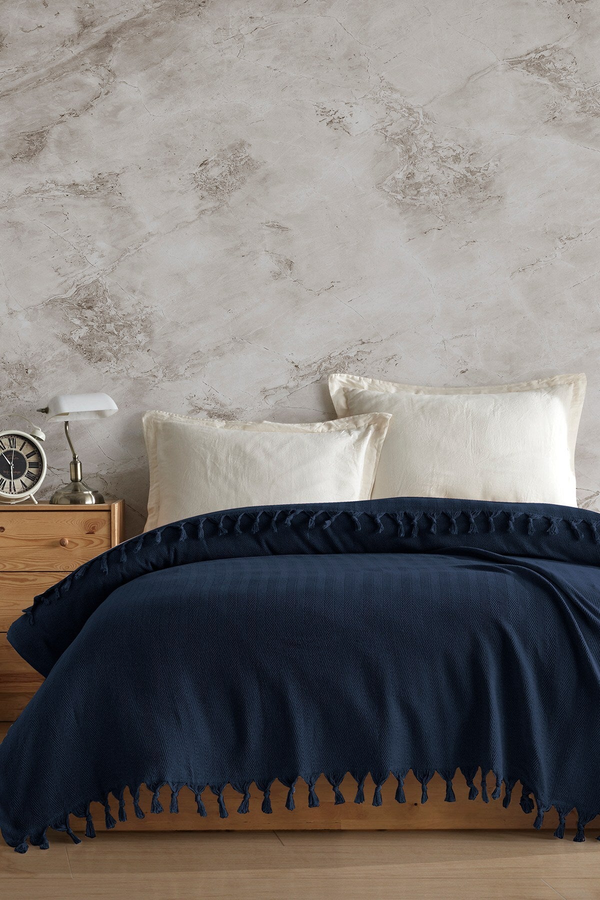Pachet Pique Dublu Dimensiune: 200 X 220 Cm Bleumarin