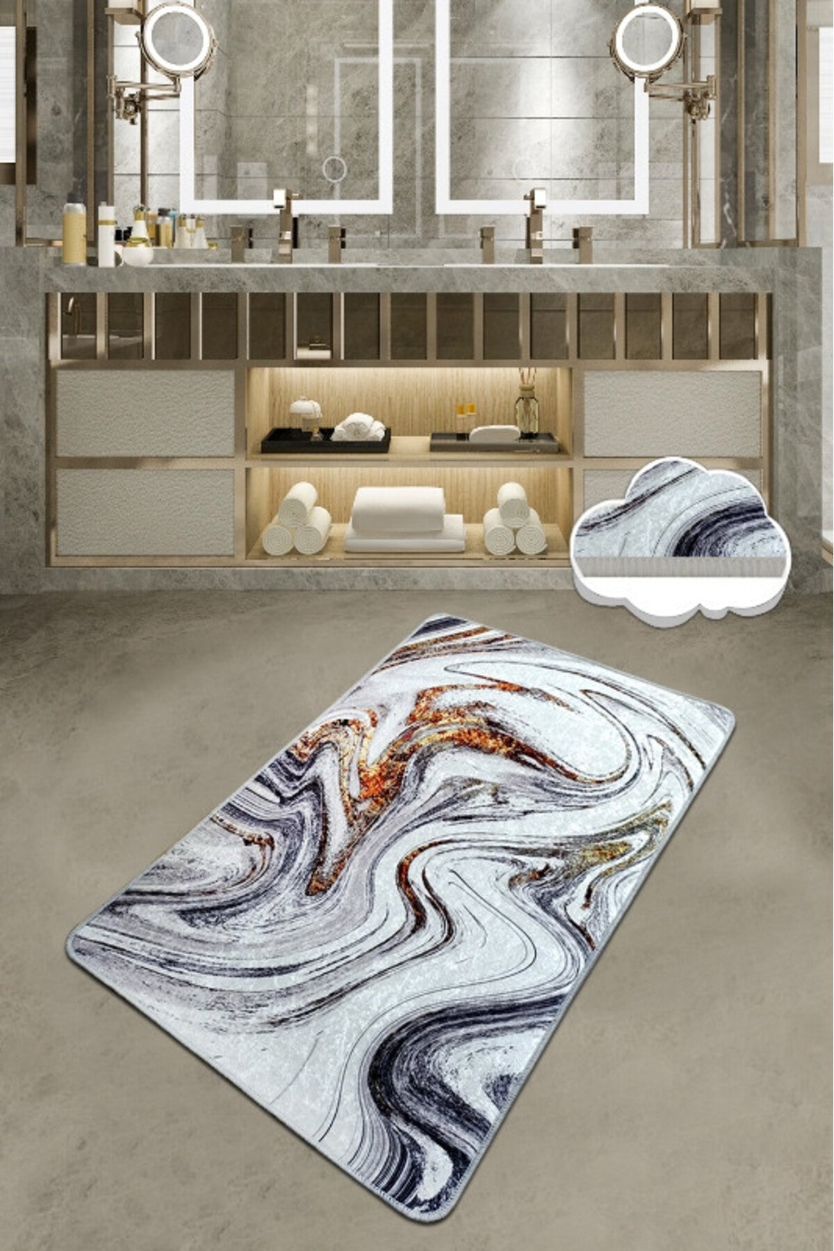 Bathmat Non-Slip Underside Size: 70 X 120 Cm Blur Multicolor