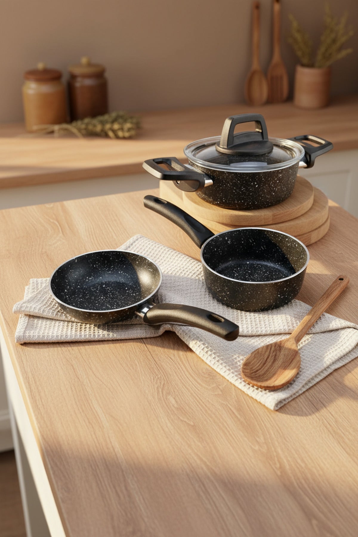 xBernardo Sakura 4 Piece Pot Set Black