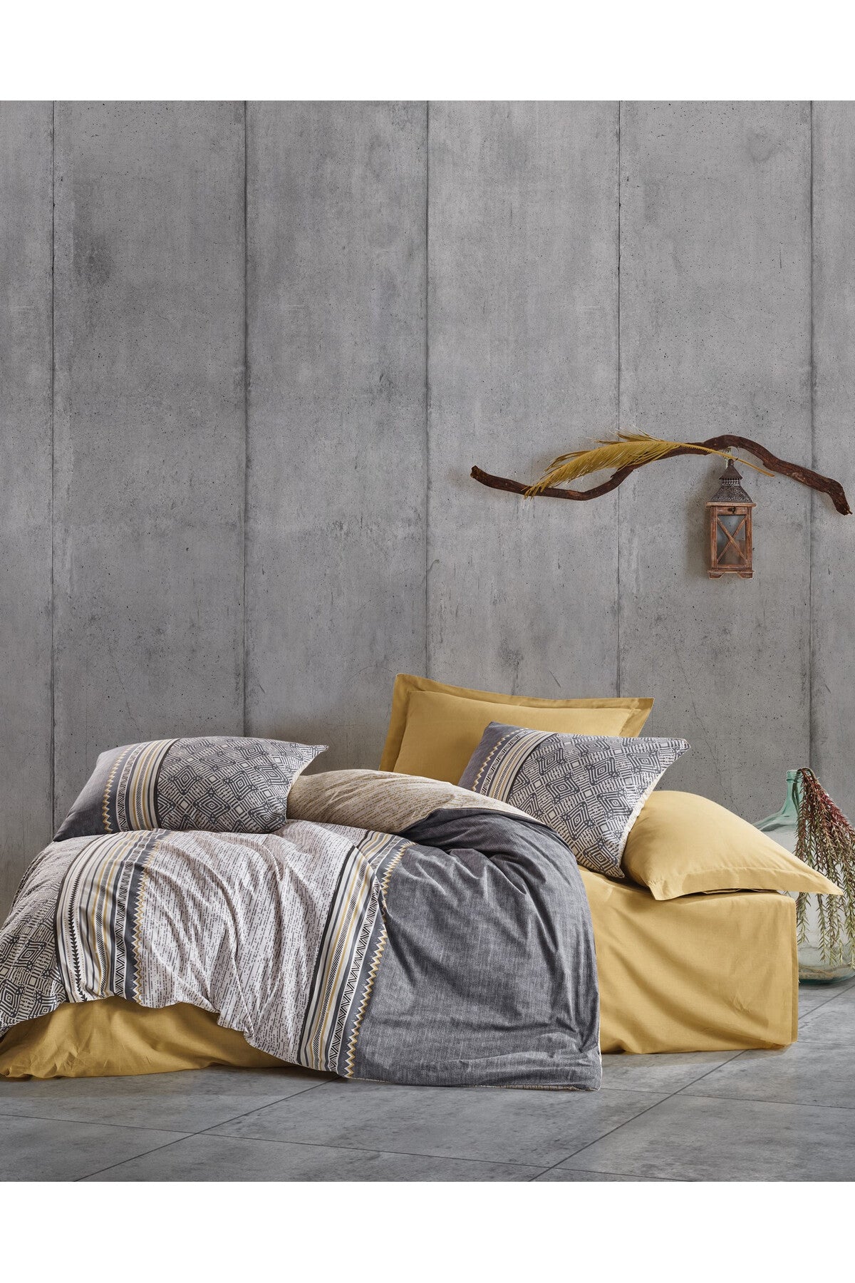 Set Husă de Pilotă Dublă Ranforce Husă Pilotă: 200 X 220 Cm Cearșaf de Pat: 240 X 260 Cm Față de Pernă: 50 X 70 Cm (2 Bucăți) Nedra - Bej