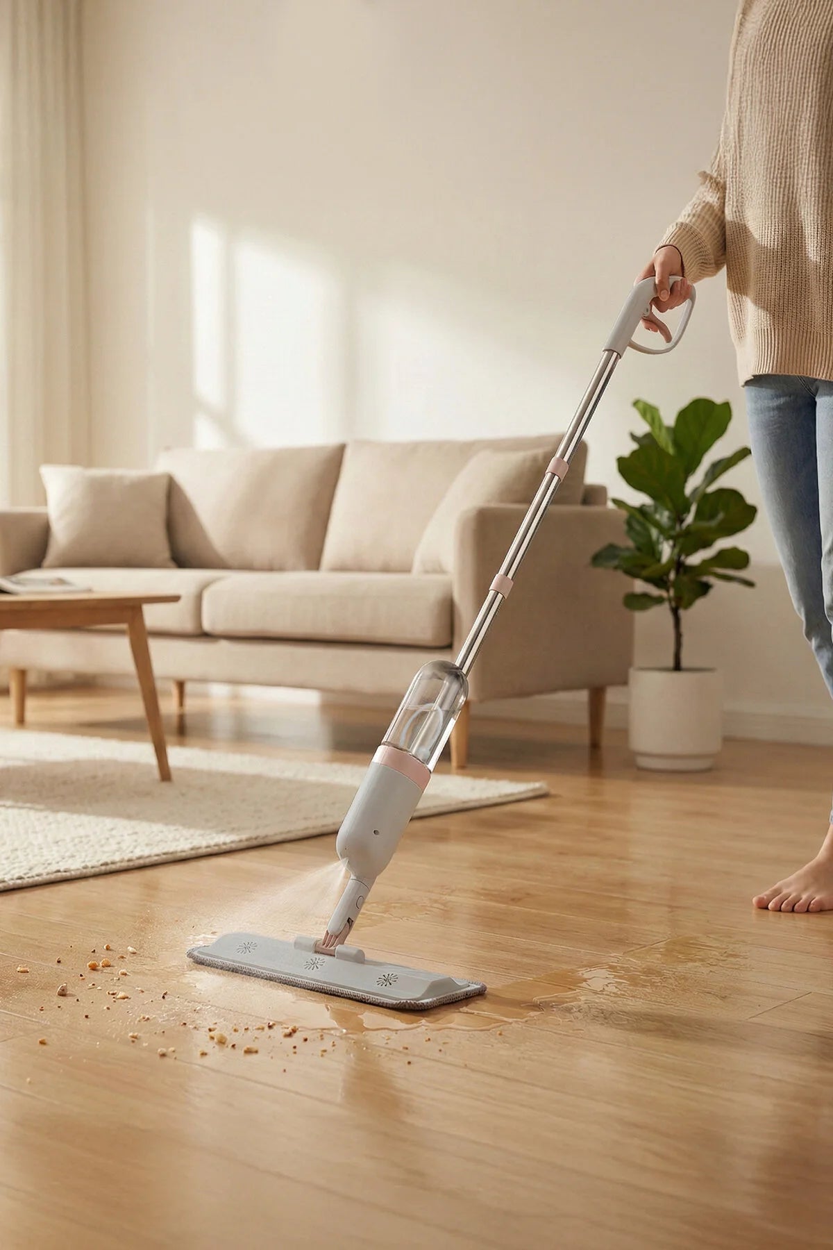 Spray Mop Cleaning Set Velcro Microfiber Cloth Upwards-Oriented Use