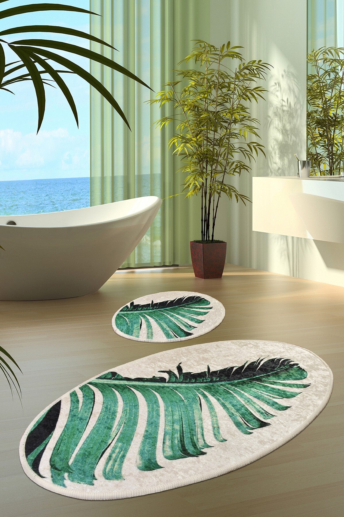 Set Covorașe Baie (2 Piese) Antiderapante Covoraș Baie: 50 X 60 Cm (1 Bucată) Covoraș Baie: 60 X 100 Cm (1 Bucată) Floret