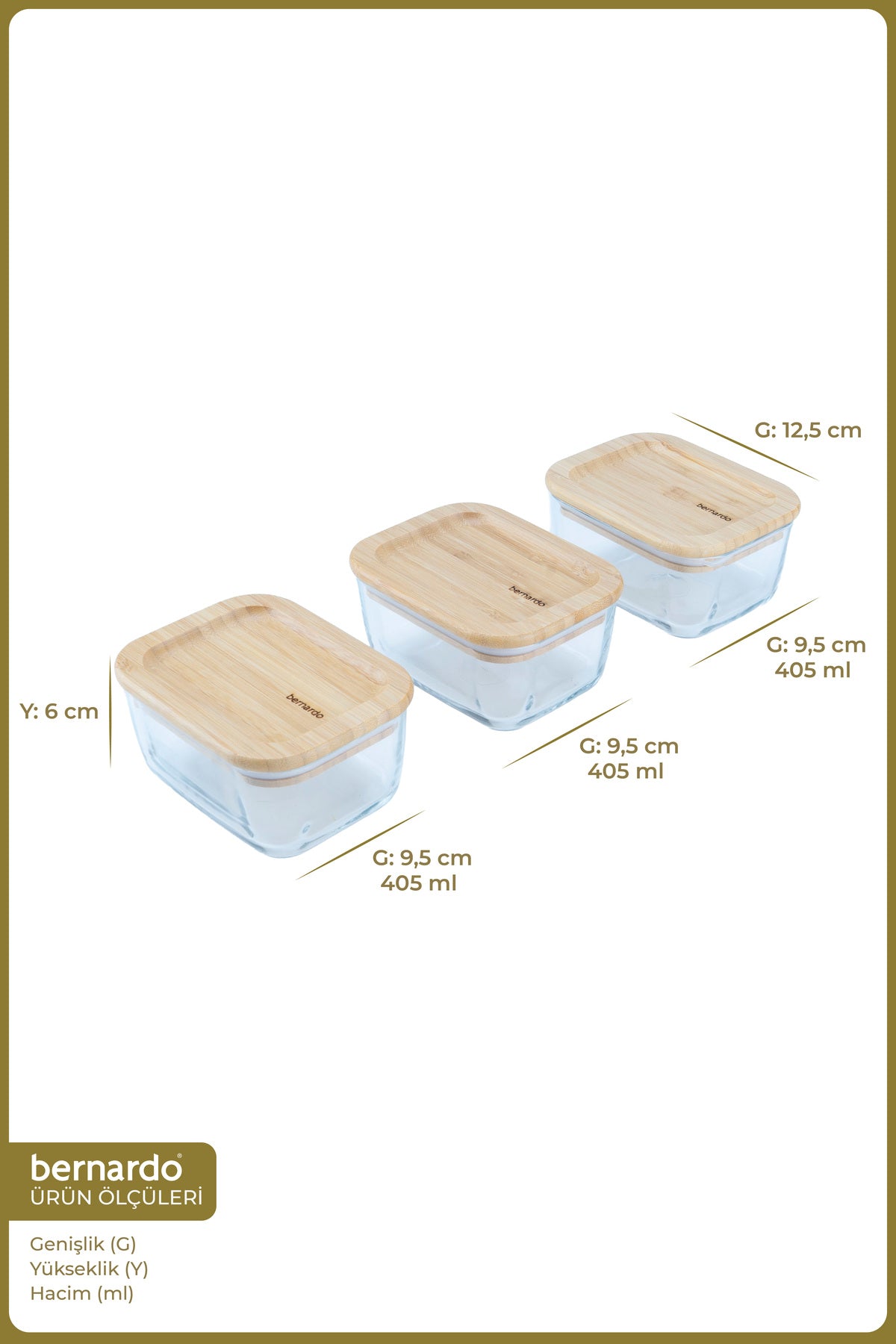 xBernardo Avenya 3 Piece Storage Container Set Large