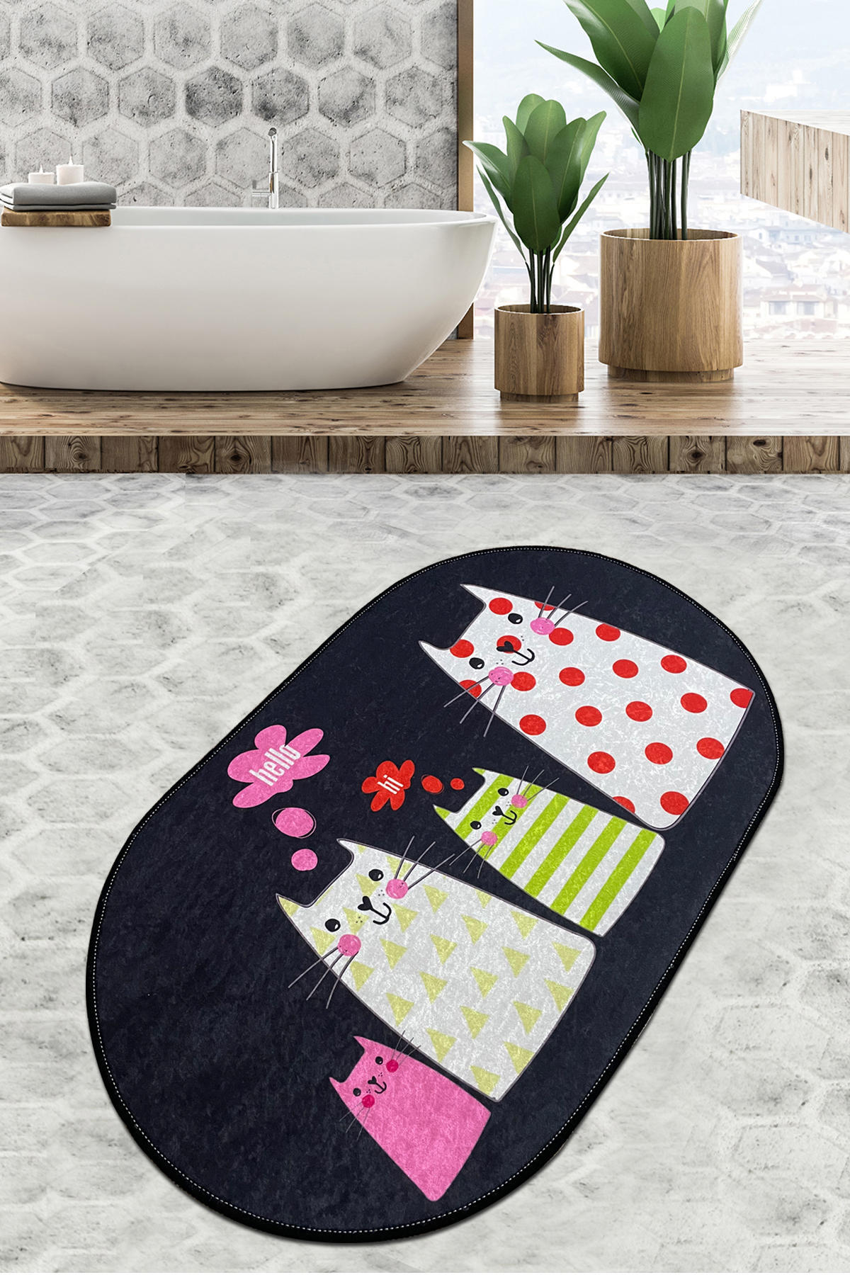 Bathmat Non-Slip Underside Size: 80 X 100 Cm Multicolor