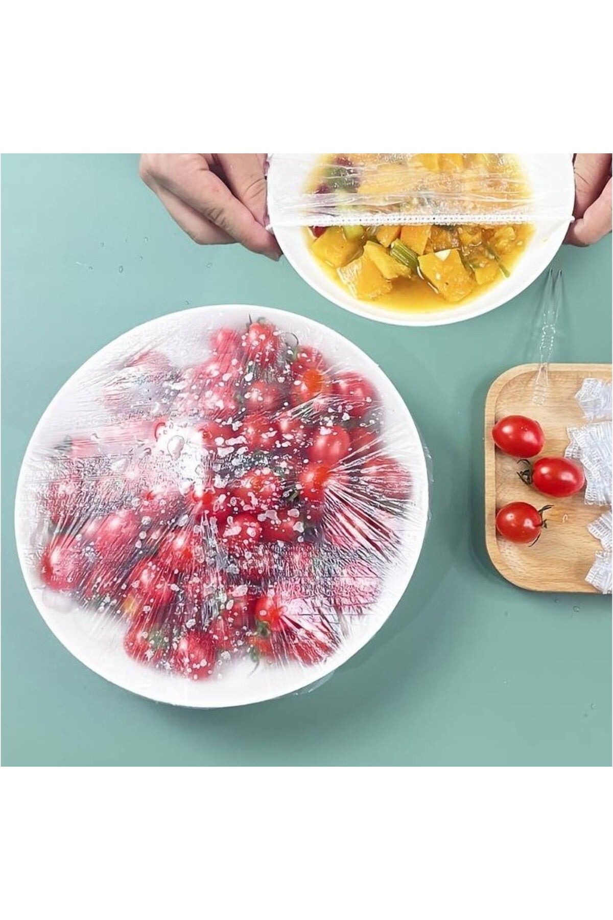 Set of 100 Elastic Food and Bowl Covers, Plastic, fits 12–40 cm