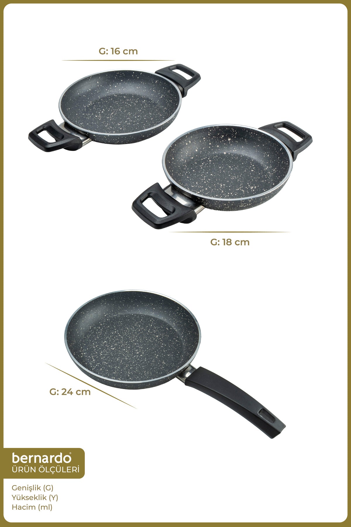 xBernardo Athelas 3 Piece Frying Pan and Sahan Set Grey