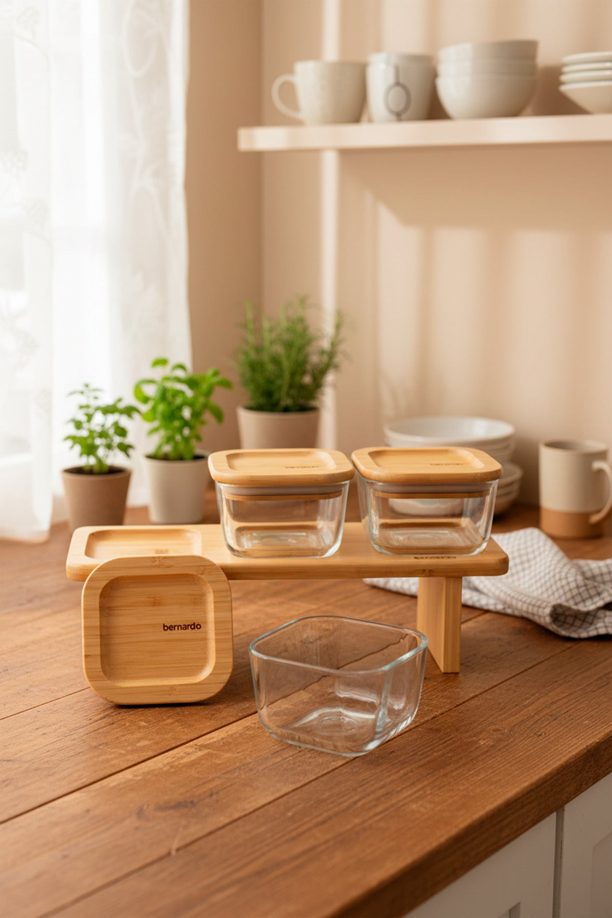 xBernardo Lunaya 3 Piece Bamboo Stand Breakfast Set Large