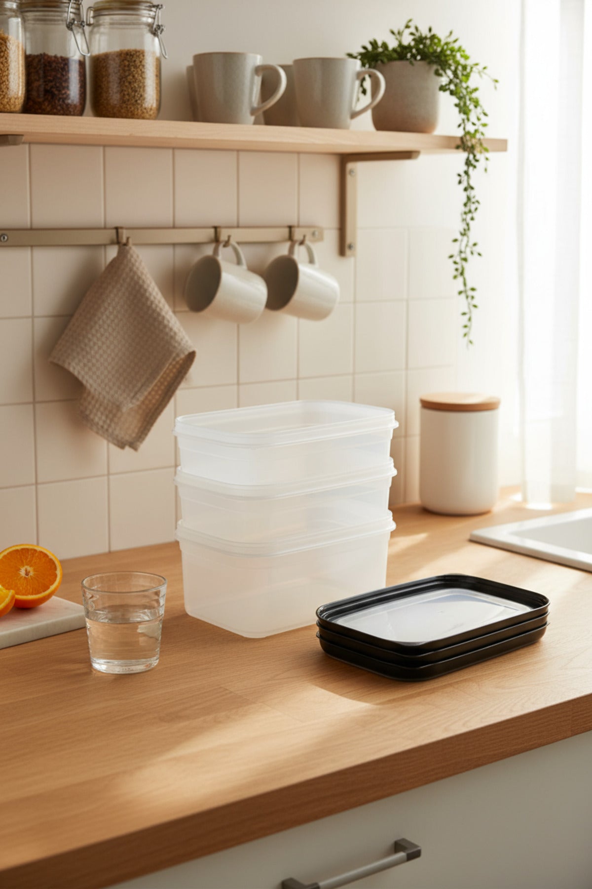 xBernardo Hide Plus Set 3 recipiente de depozitare negre