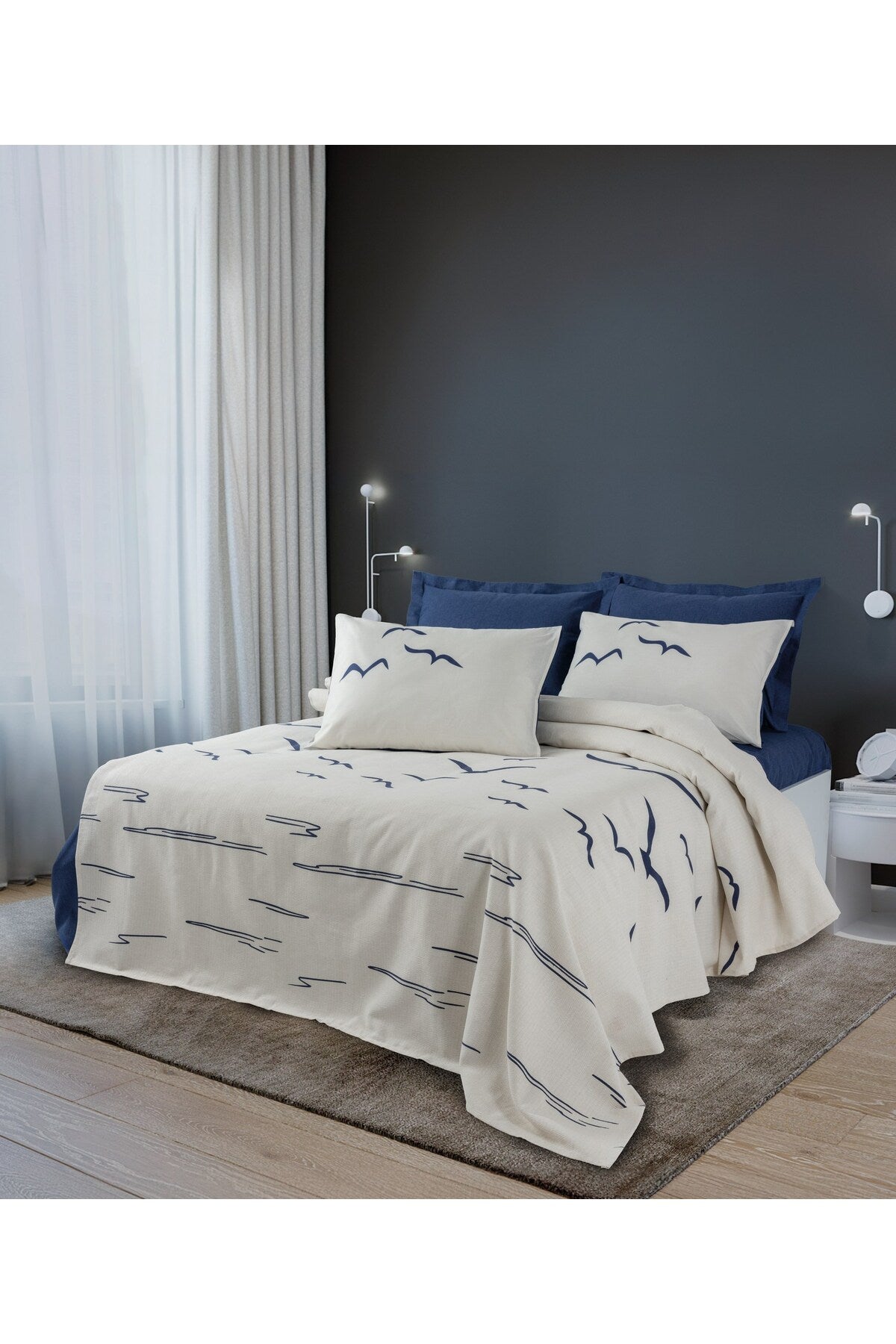 Picheu dublu Dimensiune: 200 X 230 Cm Albastru închis