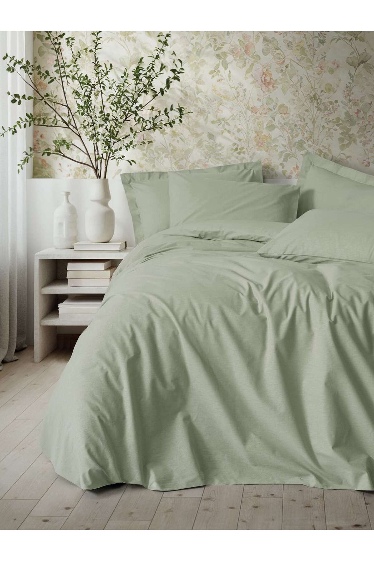 Ranforce Double Quilt Cover Set Quilt Cover: 200 X 220 Cm Flat Sheet: 240 X 260 Cm Pillowcase: 50 X 70 Cm (2 Pieces) Sage