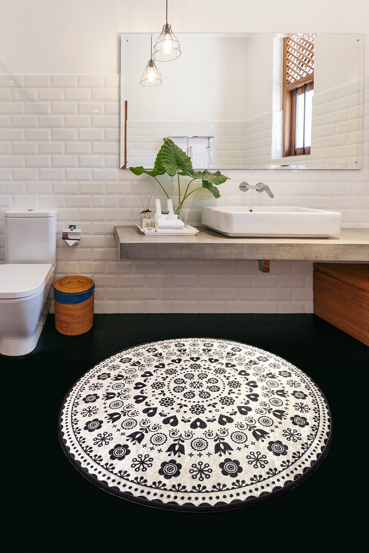 Bathmat Non-Slip Underside Diameter: 100 Cm Venice - Black