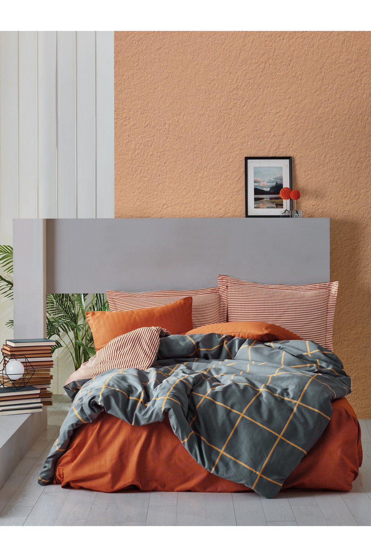 Ranforce Double Quilt Cover Set Quilt Cover: 200 X 220 Cm Flat Sheet: 240 X 260 Cm Pillowcase: 50 X 70 Cm (2 Pieces) Stark - Cinnamon