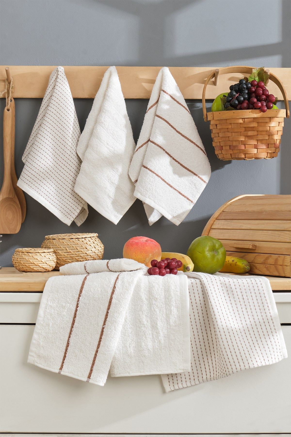 Wash Towel Set (6 Pieces) Size: 30 X 50 Cm (6 Pieces) Cream