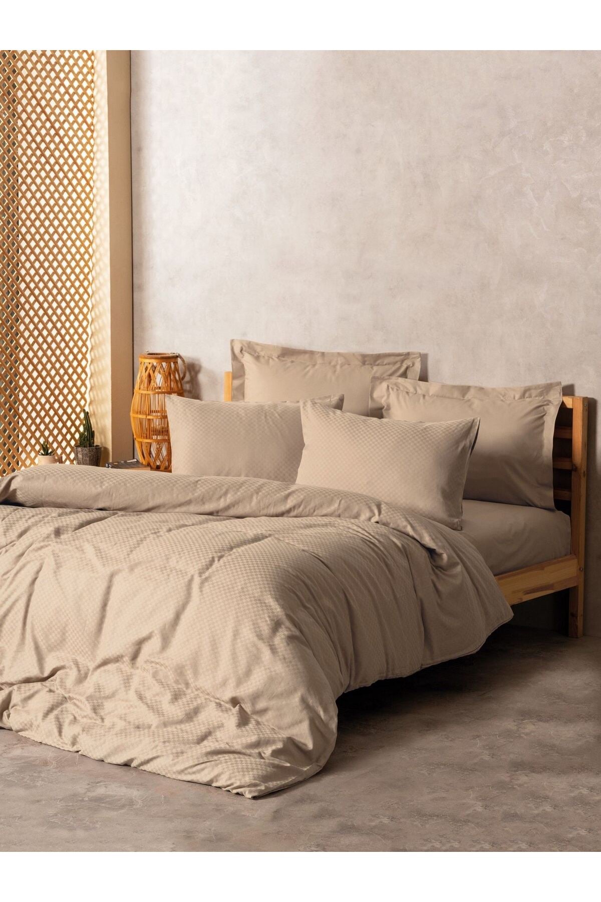 Set Husă Pilote Dublă Ranforce Husă Pilote: 200 X 220 Cm Cearșaf De Pat: 240 X 260 Cm Față De Pernă: 50 X 70 Cm (2 Bucăți) Mink
