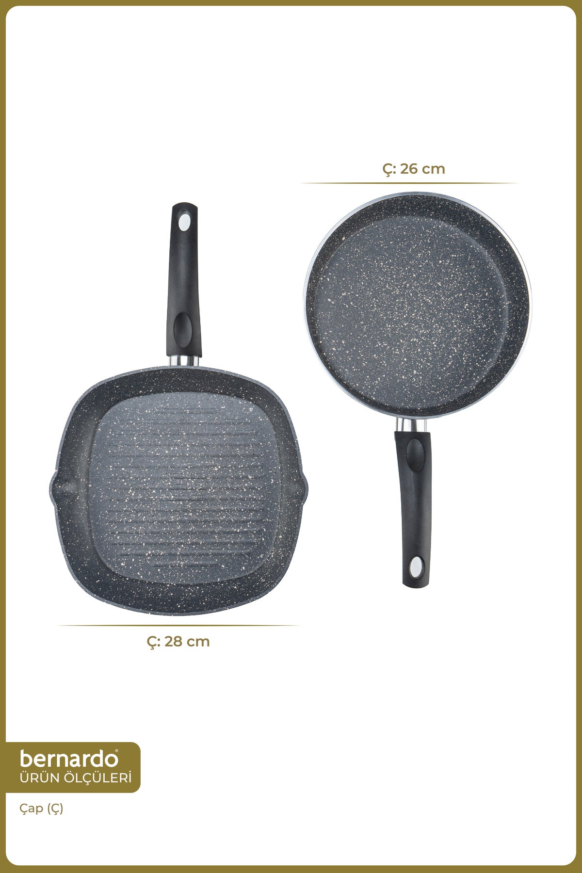 xBernardo Carolin 2 Piece Grill Pan Set Grey