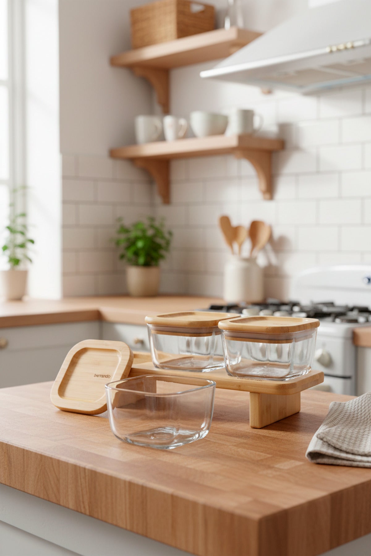 xBernardo Lunaya 3 Piece Bamboo Stand Breakfast Set Medium