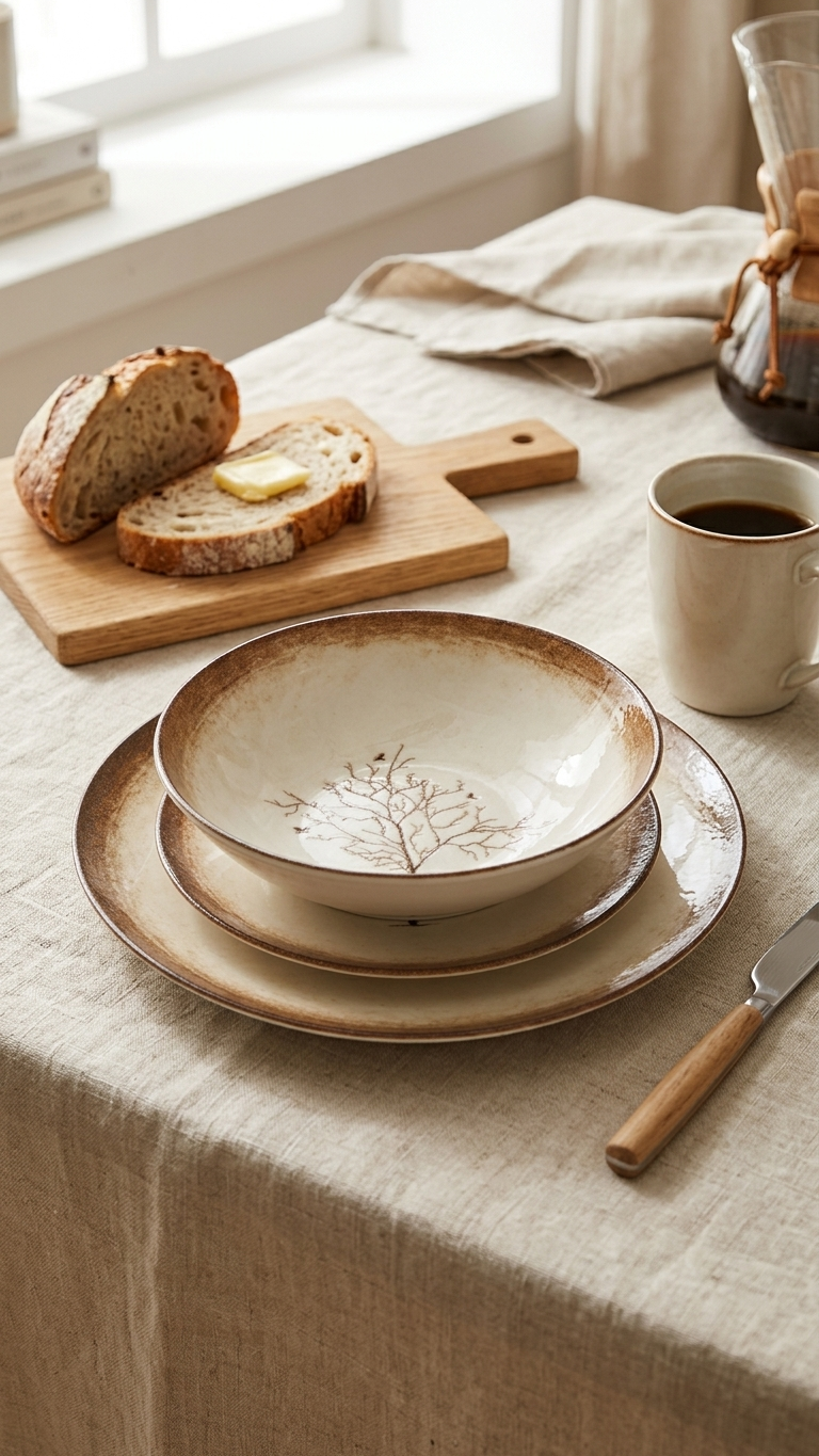 18-Piece Stackable Autumn Dinner Set for 6 People - Premium Dinner Set