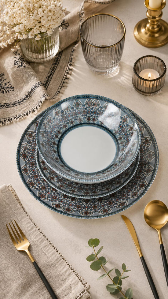Farika 18 Piece Mihver Dinner Set for 6 People - Premium Dinner Set