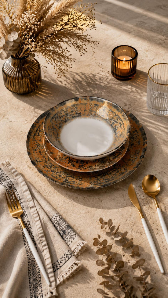 Farika 18 Piece Zumra Dinner Set for 6 People - Premium Dinner Set