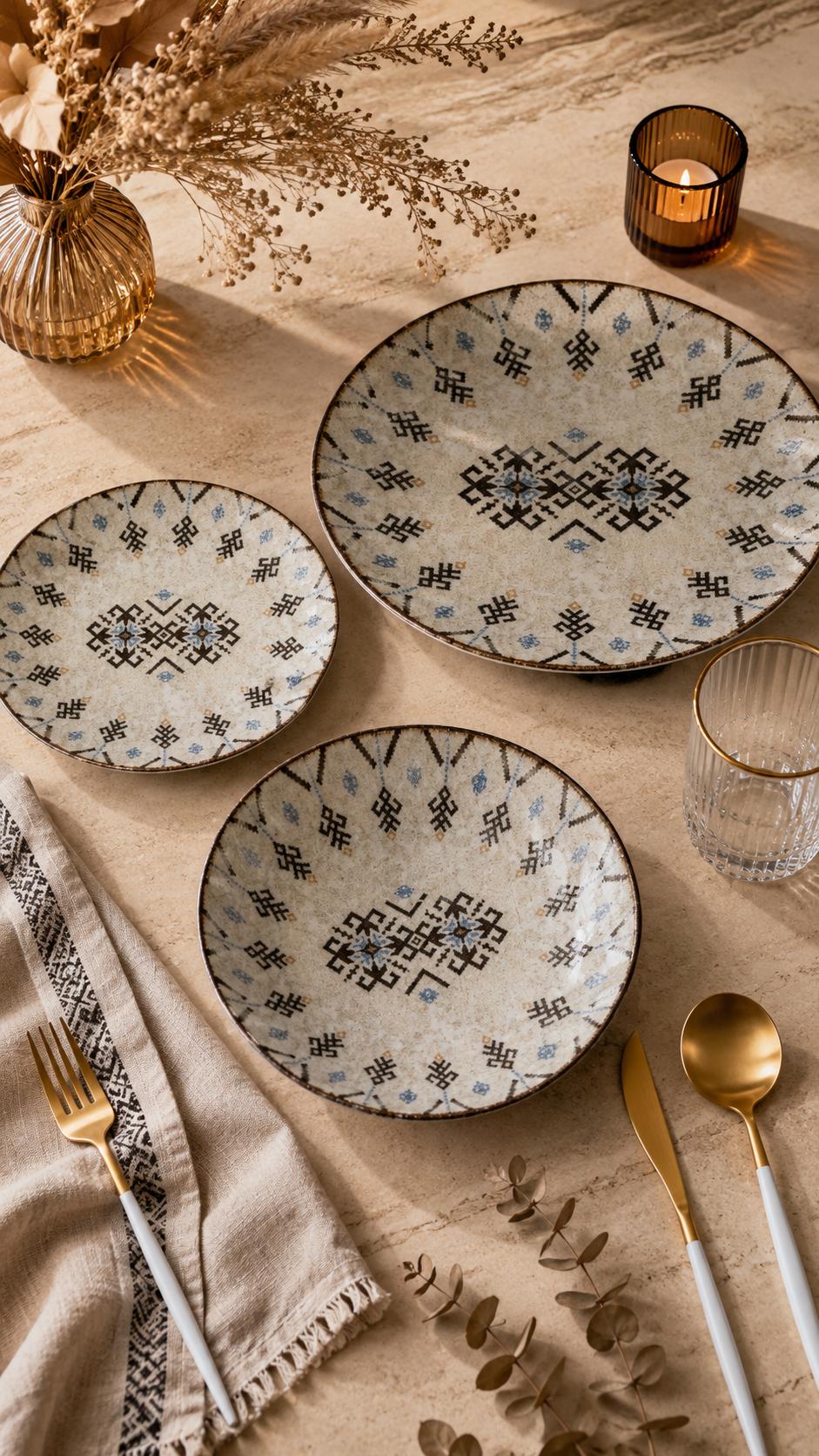 Farika 18 Piece Rug Dinner Set for 6 People - Premium Dinner Set