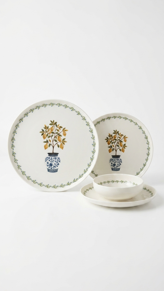 Farika 24 Piece Lemon Dinner Set for 6 People - Premium Dinner Set