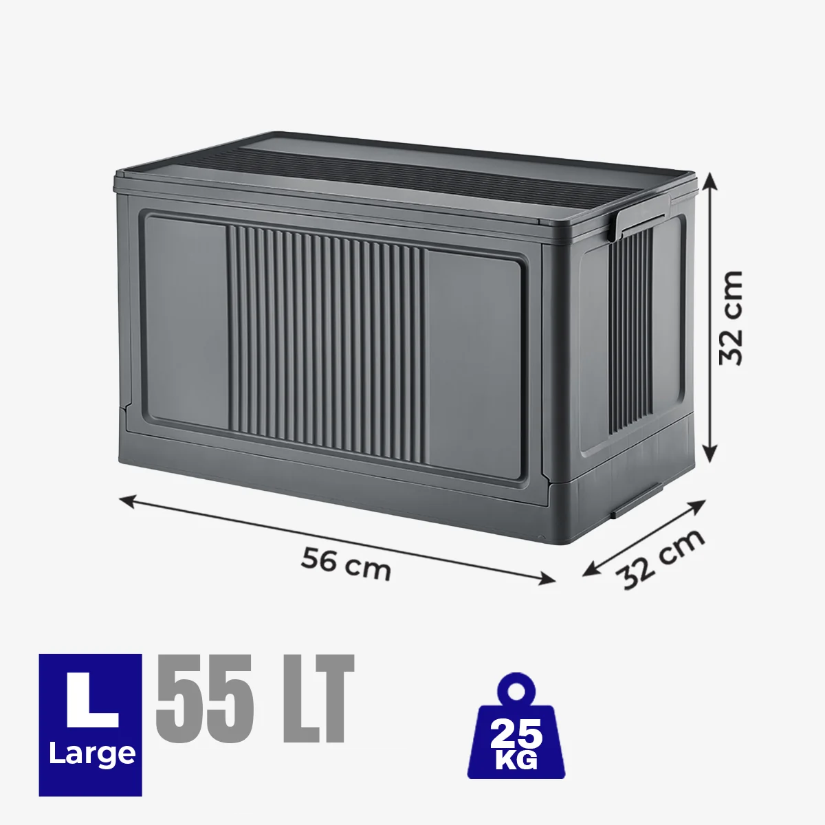 Modern Portable Storage Organizer Box Anthracite (32x54x32 cm)