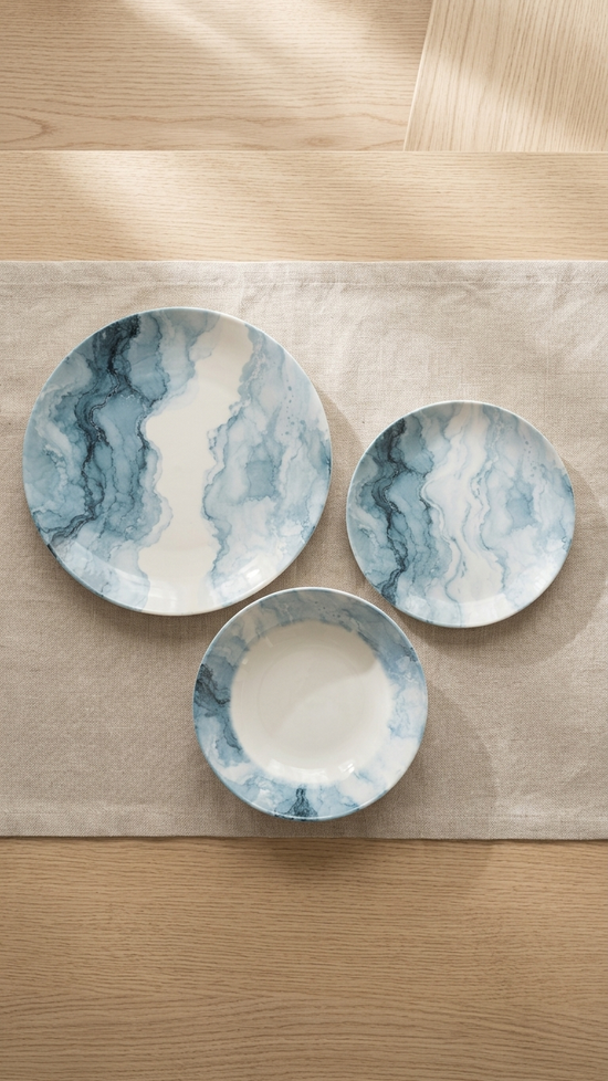 Farika 18 Piece Glacier Dinner Set for 6 People - Premium Dinner Set