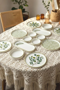 14 Piece Stackable Fall Leaf Breakfast Set for 6 People – Luxury Breakfast Serving Plate Set