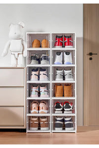 6-Tier Foldable Shoe Rack – Portable Multi-Purpose Shoe Storage Cabinet with Doors & Shelves
