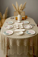14 Piece Stackable Sakura Breakfast Set for 6 People - Luxury Breakfast Serving Plate Set