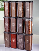 12-Piece Square Food Storage Container Set (400ml) – Modern Labeled Spice & Pantry Organizer