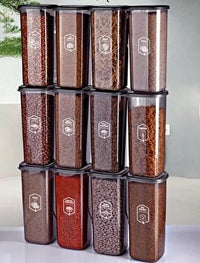 12-Piece Square Food Storage Container Set (400ml) – Modern Labeled Spice & Pantry Organizer