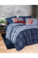 Set de lenjerie de pat dublă Ranforce Cearșaf pilotă: 200 X 220 cm Cearșaf de pat: 240 X 260 cm Față de pernă: 50 X 70 cm (2 bucăți) Albastru închis