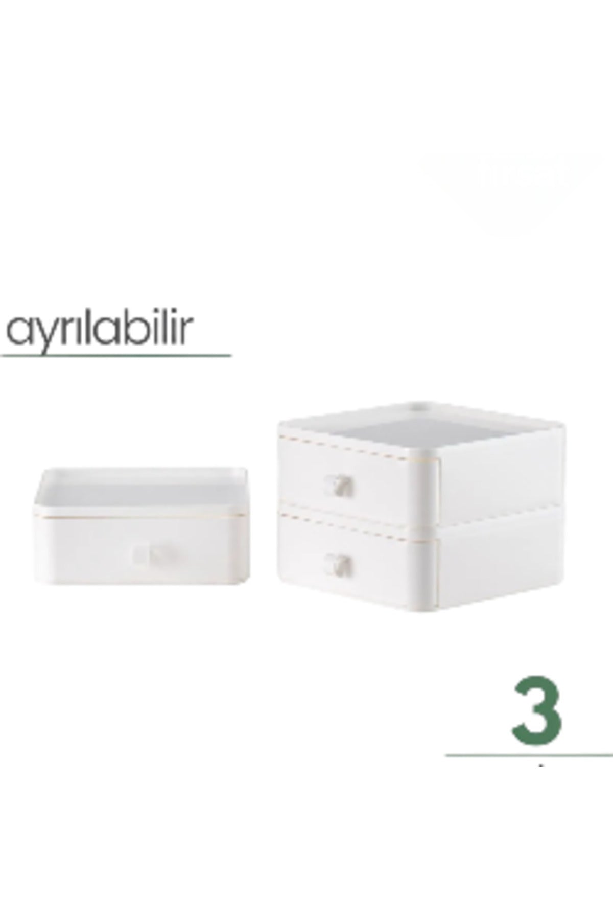 Set de 3 Organizatoare de Bijuterii, Machiaj și Cosmetice cu Sertare, Suport Organizator cu Sertare pentru Birou