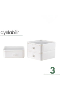 Set de 3 Organizatoare de Bijuterii, Machiaj și Cosmetice cu Sertare, Suport Organizator cu Sertare pentru Birou