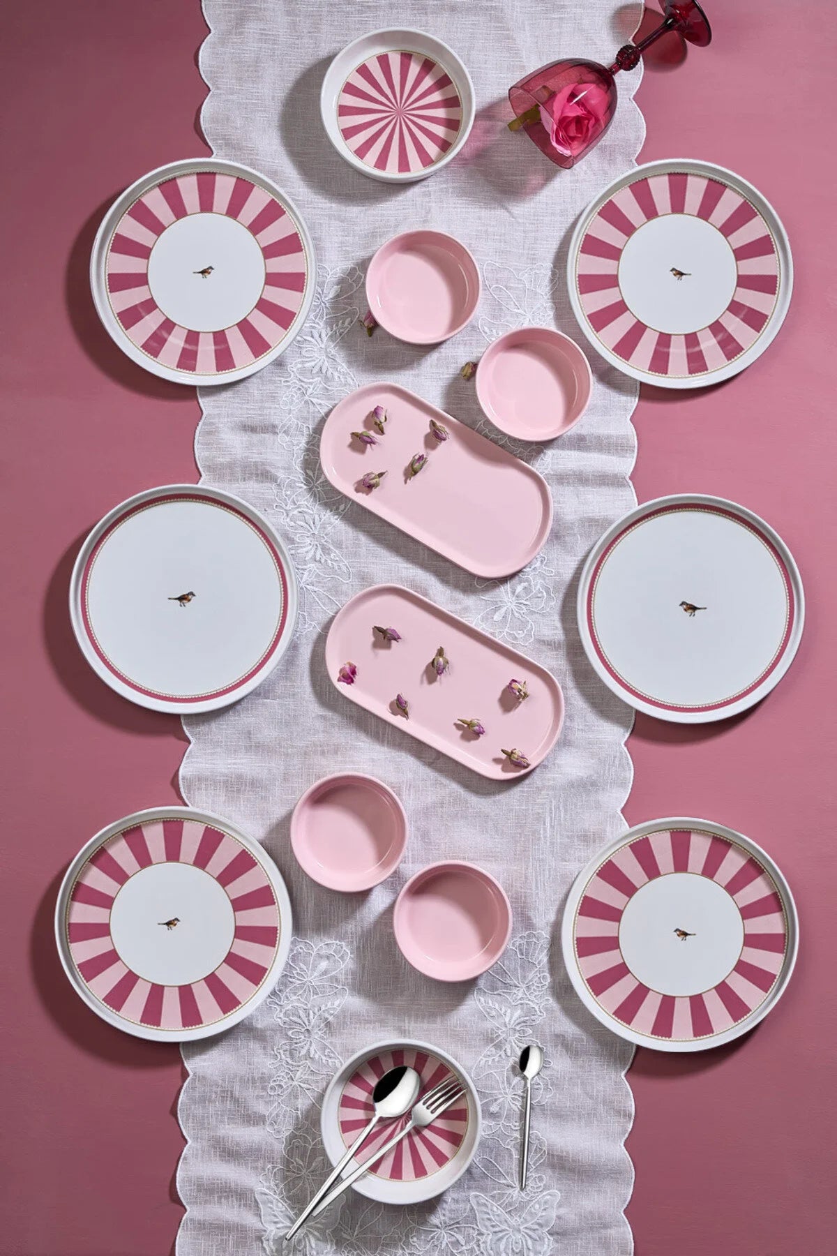 14-Piece Stackable Love Birds Breakfast Set for 6 People – Luxury Serving Set