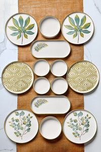 14 Piece Stackable Fall Leaf Breakfast Set for 6 People - Luxury Breakfast Presentation Set Plate