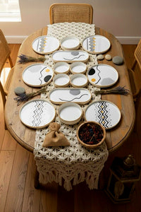 14 Piece 6-Person Axial Stackable Breakfast Set - Luxury Breakfast Presentation Set Plate