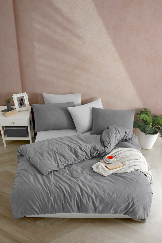 Single Quilt Cover Set Quilt Cover: 160 X 220 Cm Flat Sheet: 160 X 240 Cm Pillowcase: 50 X 70 Cm (1 Piece) Anthracite