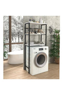 3-Tier Bathroom Storage Rack - Over Washing Machine Organizer Shelf Black & White – 150 x 69 x 20 cm