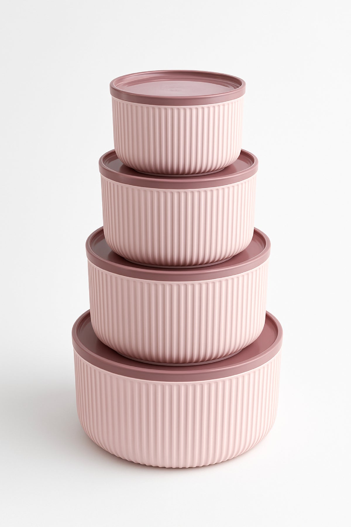 Set of 4 Round Storage Containers Pink |   2.5L 1.5L 0.80L 0.45L |   Microwave and Freezer Compatible