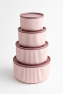 Set of 4 Round Storage Containers Pink |   2.5L 1.5L 0.80L 0.45L |   Microwave and Freezer Compatible