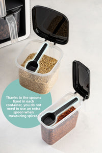 White Screen Printing Label 9-Piece Stand Self-Adhesive Spoon Spice Holder Set Black