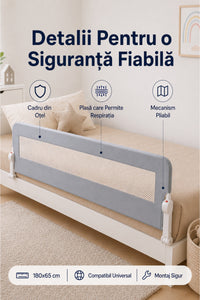 Baby Bed Rail Wooden 180 cm Grey