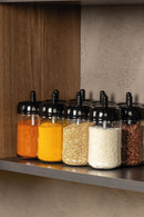 12-Piece Long Spice Set - Glass with Screen Printing Label and Spoon