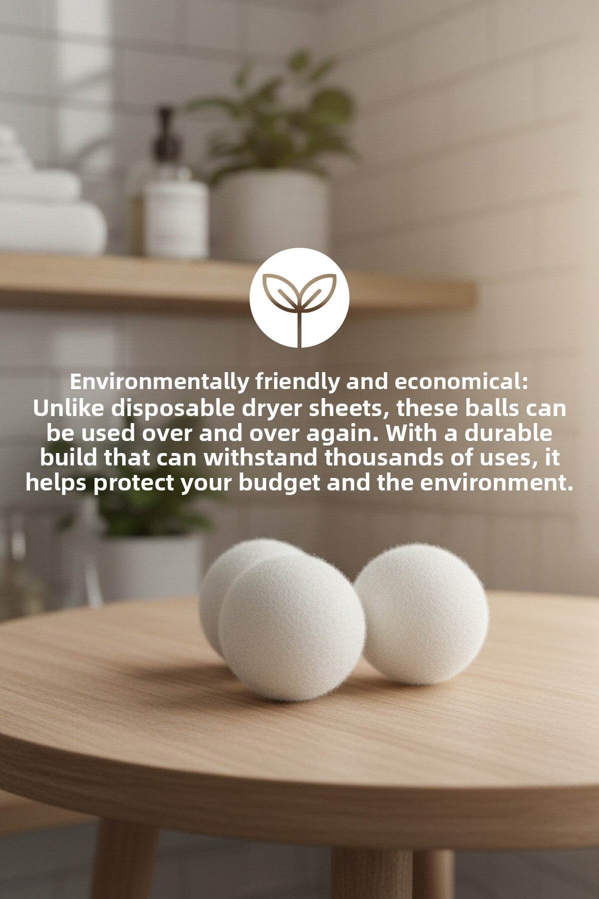 3-Pack Natural Wool Laundry Dryer Balls - Energy Saving and Softening Effect