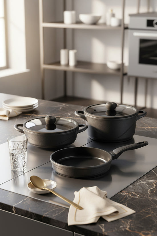 xSet de 5 oale ceramice din fontă Bernardo Arista, negru