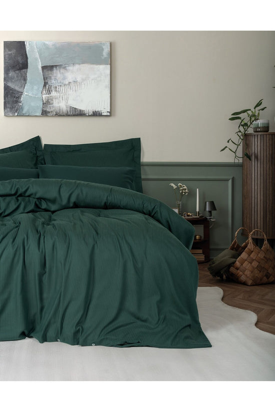 Set husă de pilotă dublă Husă de pilotă: 200 x 220 cm Cearșaf plat: 240 x 260 cm Față de pernă Oxford: 50 x 70 cm (2 bucăți) Verde petrol
