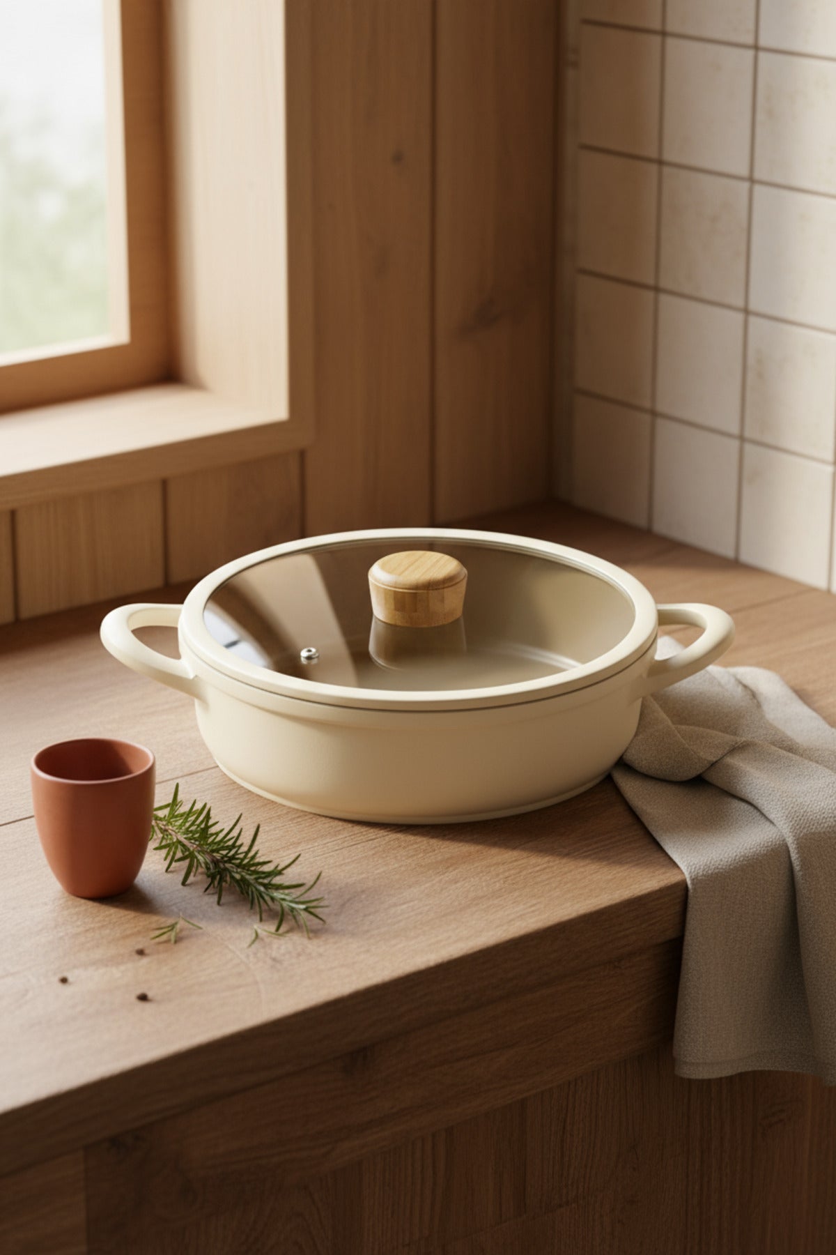 xBernardo Arista 5 Piece Ceramic Cast Pot Set Ivory