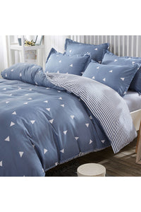 Double Quilt Cover Set Duvet Cover: 200 X 220 Cm Flat Sheet: 220 X 240 Cm Pillowcase: 50 X 70 Cm (2 Pieces) Üçgen - Blue